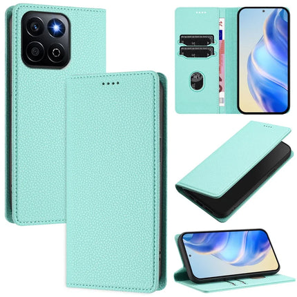 For Honor 200 Smart 5G / Honor X7c 5G / Honor Play 60 Plus 5G / Honor X7c 4G Wallet Case RFID Blocking Litchi Texture Leather Mobile Cover - Mint Green