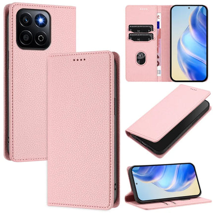 For Honor 200 Smart 5G / Honor X7c 5G / Honor Play 60 Plus 5G / Honor X7c 4G Wallet Case RFID Blocking Litchi Texture Leather Mobile Cover - Pink