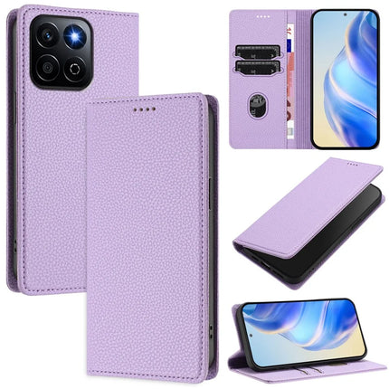 For Honor 200 Smart 5G / Honor X7c 5G / Honor Play 60 Plus 5G / Honor X7c 4G Wallet Case RFID Blocking Litchi Texture Leather Mobile Cover - Light Purple