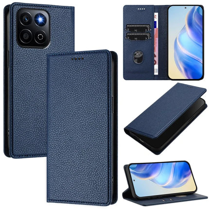 For Honor 200 Smart 5G / Honor X7c 5G / Honor Play 60 Plus 5G / Honor X7c 4G Wallet Case RFID Blocking Litchi Texture Leather Mobile Cover - Dark Blue