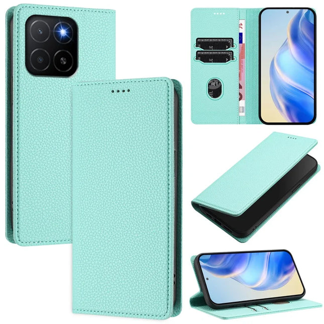 For Honor X5b Plus / Honor X5b Wallet Case RFID Blocking Litchi Texture Leather Mobile Cover - Mint Green