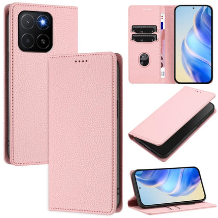 For Honor X5b Plus / Honor X5b Wallet Case RFID Blocking Litchi Texture Leather Mobile Cover - Pink