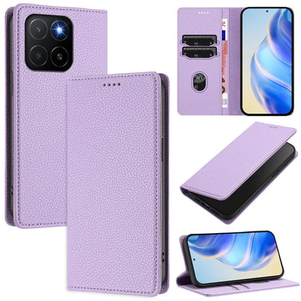 For Honor X5b Plus / Honor X5b Wallet Case RFID Blocking Litchi Texture Leather Mobile Cover - Light Purple