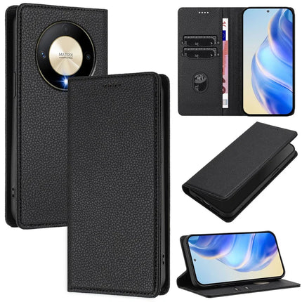 For Honor X50 5G / Honor X9b 5G Wallet Case RFID Blocking Litchi Texture Leather Mobile Cover - Black