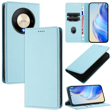 For Honor X50 5G / Honor X9b 5G Wallet Case RFID Blocking Litchi Texture Leather Mobile Cover - Baby Blue