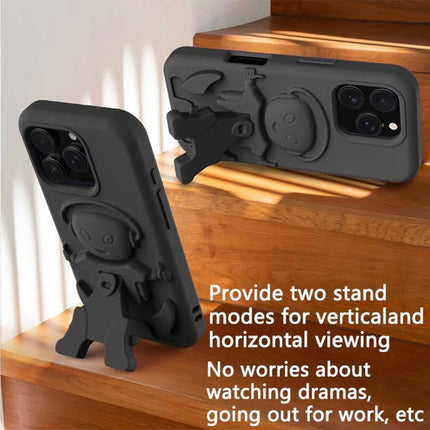 For iPhone 16 Pro Case EVA Mecha-Inspired Kickstand Shockproof Protection Cover