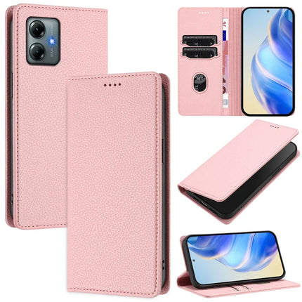 For Motorola Moto G Play (2025) 4G Wallet Case RFID Blocking Litchi Texture Leather Mobile Cover - Pink