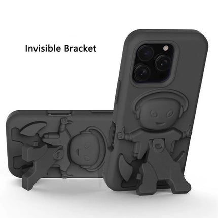 For iPhone 16 Pro Max Case EVA Mecha-Inspired Kickstand Shockproof Protection Cover