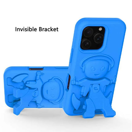 For iPhone 16 Pro Max Case EVA Mecha-Inspired Kickstand Shockproof Protection Cover