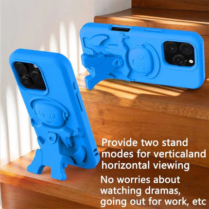 For iPhone 16 Pro Max Case EVA Mecha-Inspired Kickstand Shockproof Protection Cover