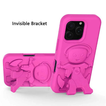 For iPhone 16 Pro Max Case EVA Mecha-Inspired Kickstand Shockproof Protection Cover
