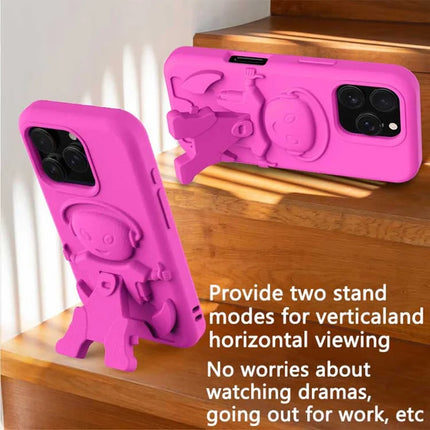 For iPhone 16 Pro Max Case EVA Mecha-Inspired Kickstand Shockproof Protection Cover