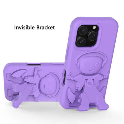For iPhone 16 Pro Max Case EVA Mecha-Inspired Kickstand Shockproof Protection Cover