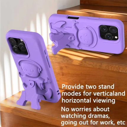 For iPhone 16 Pro Max Case EVA Mecha-Inspired Kickstand Shockproof Protection Cover