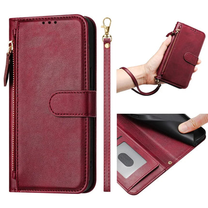 For Motorola Moto G Play (2025) 4G Case Zipper Pocket Multiple Card Slots Leather Phone Cover