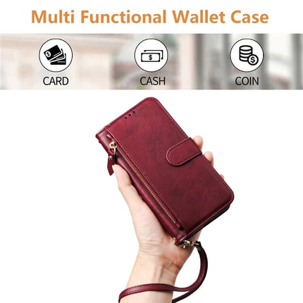 For Motorola Moto G Play (2025) 4G Case Zipper Pocket Multiple Card Slots Leather Phone Cover