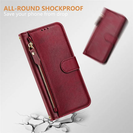 For Motorola Moto G Play (2025) 4G Case Zipper Pocket Multiple Card Slots Leather Phone Cover