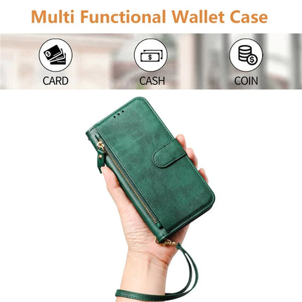 For Motorola Moto G Play (2025) 4G Case Zipper Pocket Multiple Card Slots Leather Phone Cover