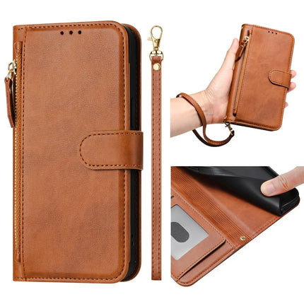 For Motorola Moto G Play (2025) 4G Case Zipper Pocket Multiple Card Slots Leather Phone Cover