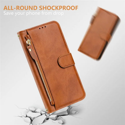 For Motorola Moto G Play (2025) 4G Case Zipper Pocket Multiple Card Slots Leather Phone Cover