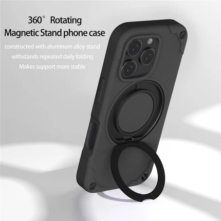 For iPhone 16 Pro Max Case Compatible with MagSafe EVA + Aluminum Alloy Kickstand Mcg Style Protective Cover
