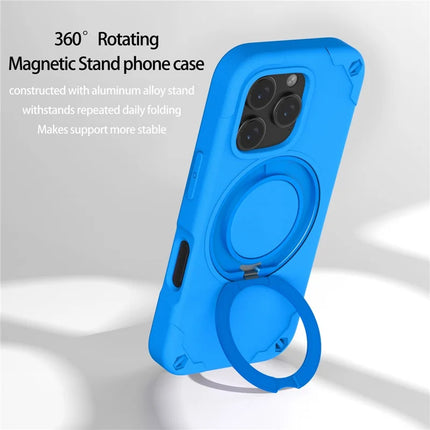 For iPhone 16 Pro Max Case Compatible with MagSafe EVA + Aluminum Alloy Kickstand Mcg Style Protective Cover