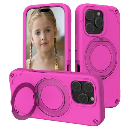 For iPhone 16 Pro Max Case Compatible with MagSafe EVA + Aluminum Alloy Kickstand Mcg Style Protective Cover - Rose