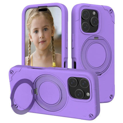 For iPhone 16 Pro Max Case Compatible with MagSafe EVA + Aluminum Alloy Kickstand Mcg Style Protective Cover - Purple