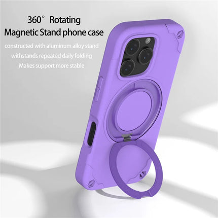 For iPhone 16 Pro Max Case Compatible with MagSafe EVA + Aluminum Alloy Kickstand Mcg Style Protective Cover