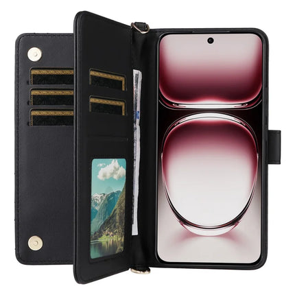 For Oppo Reno12 Pro 5G (Global) Wallet Case with Shoulder Strap Leather Phone Cover