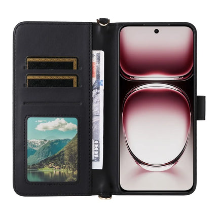 For Oppo Reno12 Pro 5G (Global) Wallet Case with Shoulder Strap Leather Phone Cover