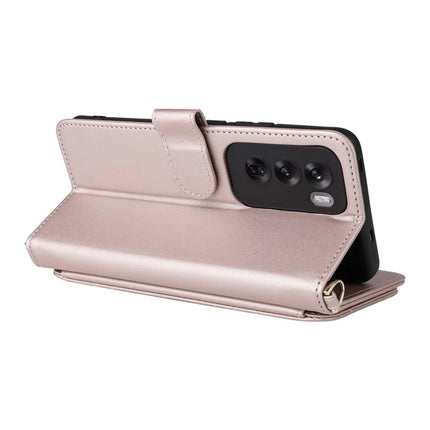 For Oppo Reno12 Pro 5G (Global) Wallet Case with Shoulder Strap Leather Phone Cover
