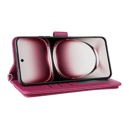 For Oppo Reno12 Pro 5G (Global) Wallet Case with Shoulder Strap Leather Phone Cover