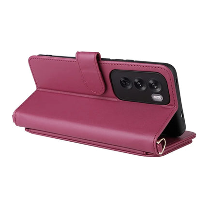 For Oppo Reno12 Pro 5G (Global) Wallet Case with Shoulder Strap Leather Phone Cover
