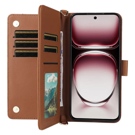 For Oppo Reno12 Pro 5G (Global) Wallet Case with Shoulder Strap Leather Phone Cover