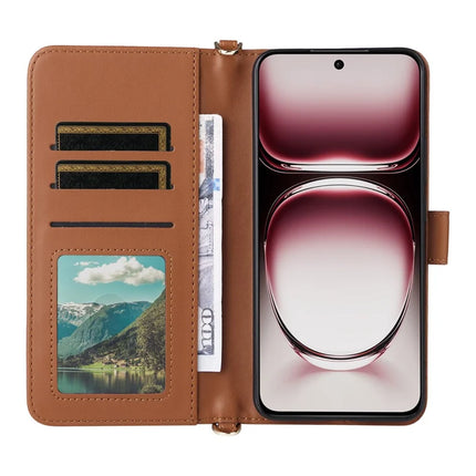 For Oppo Reno12 Pro 5G (Global) Wallet Case with Shoulder Strap Leather Phone Cover