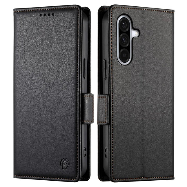 DF-010 For Samsung Galaxy A56 5G Stand Case PU Leather Wallet Phone Cover - Black