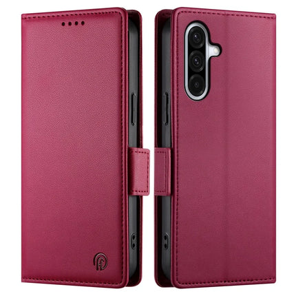 DF-010 For Samsung Galaxy A56 5G Stand Case PU Leather Wallet Phone Cover - Wine Red