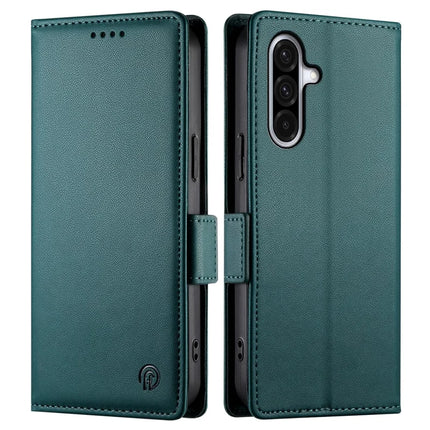 DF-010 For Samsung Galaxy A56 5G Stand Case PU Leather Wallet Phone Cover - Blackish Green