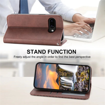 For Google Pixel 9a Case Calf Texture PU Leather Phone Cover with Wallet
