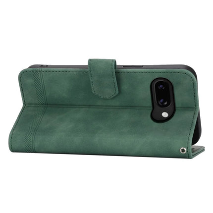 DIERFENG DF-03 For Google Pixel 9a Leather Case Lines Imprint Wallet Phone Cover