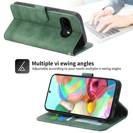 DIERFENG DF-03 For Google Pixel 9a Leather Case Lines Imprint Wallet Phone Cover