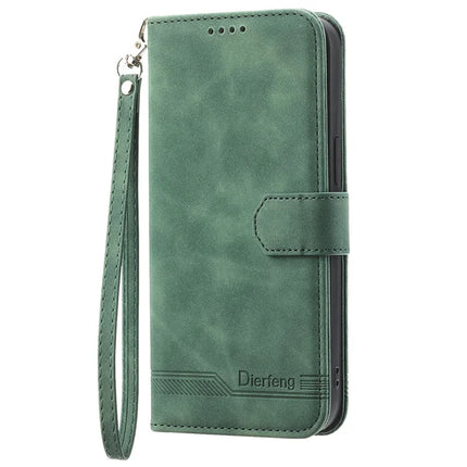 DIERFENG DF-03 For Google Pixel 9a Leather Case Lines Imprint Wallet Phone Cover