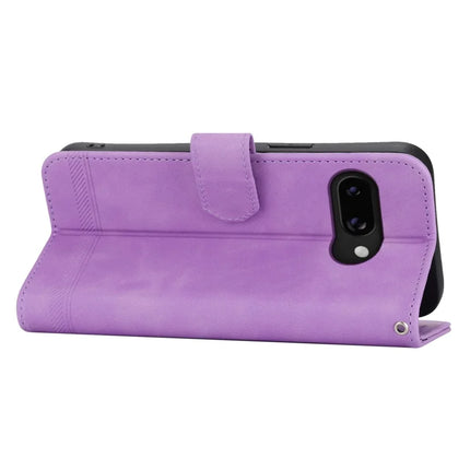 DIERFENG DF-03 For Google Pixel 9a Leather Case Lines Imprint Wallet Phone Cover