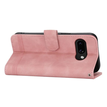 DIERFENG DF-03 For Google Pixel 9a Leather Case Lines Imprint Wallet Phone Cover