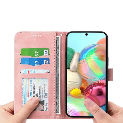 DIERFENG DF-03 For Google Pixel 9a Leather Case Lines Imprint Wallet Phone Cover