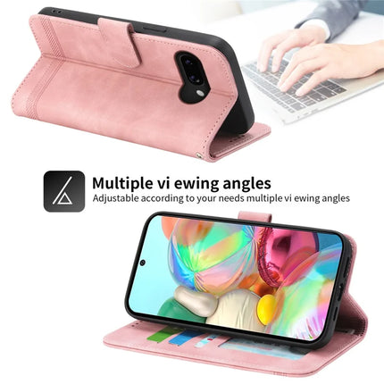 DIERFENG DF-03 For Google Pixel 9a Leather Case Lines Imprint Wallet Phone Cover