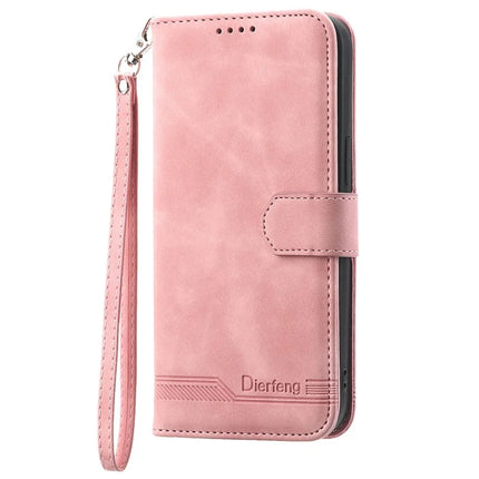 DIERFENG DF-03 For Google Pixel 9a Leather Case Lines Imprint Wallet Phone Cover