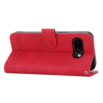 DIERFENG DF-03 For Google Pixel 9a Leather Case Lines Imprint Wallet Phone Cover