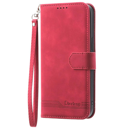 DIERFENG DF-03 For Google Pixel 9a Leather Case Lines Imprint Wallet Phone Cover